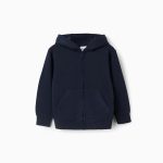 Veste polaire à capuche avec poches pour garçon, bleu foncé