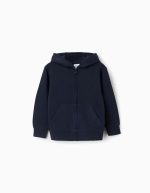 Veste polaire à capuche avec poches pour garçon, bleu foncé