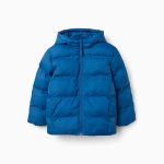 Veste matelassée thermique à capuche avec poches pour garçon, bleue