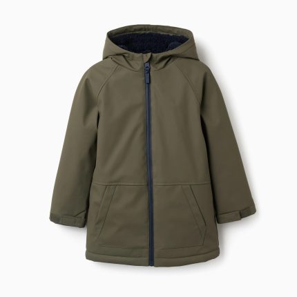 Parka en caoutchouc vert foncé pour garçons