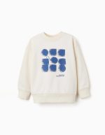 Sweat-shirt en coton à imprimé abstrait pour garçon, beige clair/bleu