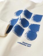 Sweat-shirt en coton à imprimé abstrait pour garçon, beige clair/bleu – Image 3
