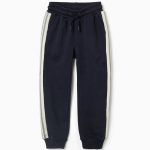 Pantalon de jogging en coton à rayures pour garçon, bleu marine/beige/vert
