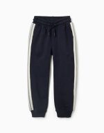 Pantalon de jogging en coton à rayures pour garçon, bleu marine/beige/vert