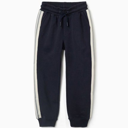 Pantalon de jogging en coton à rayures pour garçon, bleu marine/beige/vert
