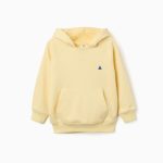 Sweat-shirt à capuche en coton jaune avec poche kangourou pour garçon