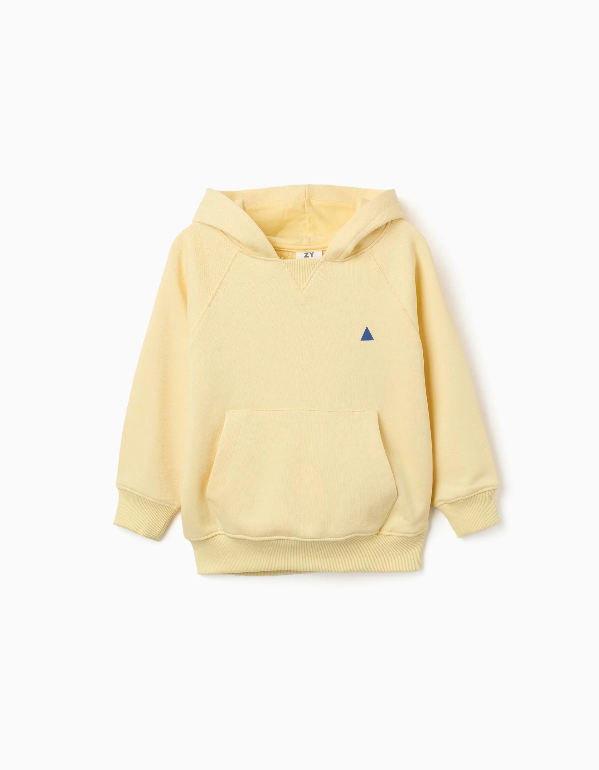 31080318042-0 Sweat-shirt à capuche en coton jaune avec poche kangourou pour garçon – Image 1