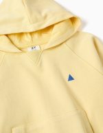 Sweat-shirt à capuche en coton jaune avec poche kangourou pour garçon – Image 3