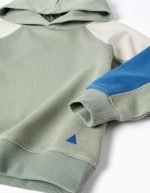 Sweat-shirt à capuche en coton pour garçon, vert/beige/bleu – Image 3