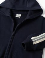 Veste à capuche en coton avec bande rayée pour garçon, bleu marine/beige/vert – Image 3