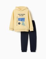 Ensemble sweat-shirt et jogging en maille brossée avec imprimé pour garçon, jaune/bleu