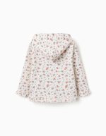 Veste polaire à capuche à motif floral pour filles, blanche – Image 2