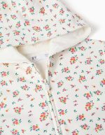 Veste polaire à capuche à motif floral pour filles, blanche – Image 3