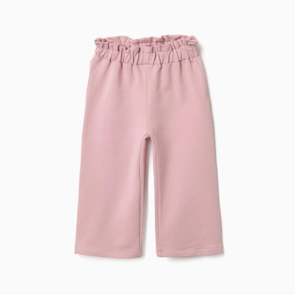 Pantalon large en polaire avec taille élastiquée pour bébé fille, rose