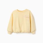 Sweat-shirt en coton jaune à imprimé Créativité pour filles