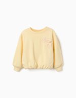 Sweat-shirt en coton jaune à imprimé Créativité pour filles