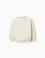 Sweat-shirt en coton beige clair avec imprimé cœur en relief pour filles – Image 2