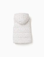 Doudoune sans manches à capuche à motif floral pour filles, blanche – Image 2