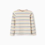 T-shirt côtelé à manches longues rayé pour filles, multicolore