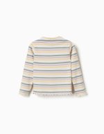 T-shirt côtelé à manches longues rayé pour filles, multicolore – Image 2