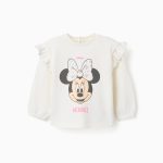 Sweat-shirt en coton imprimé Minnie pour bébé fille, beige clair