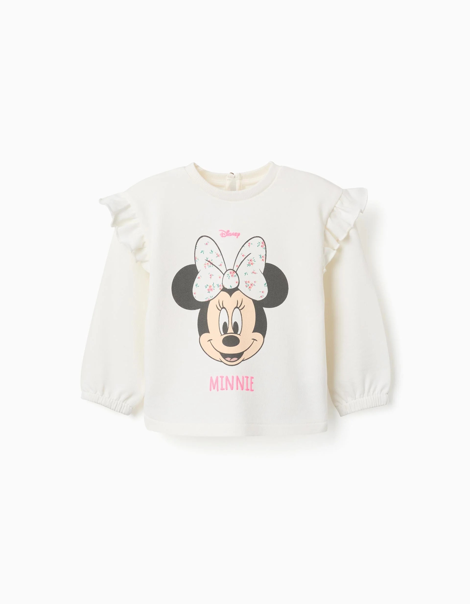 31081045021-0 Sweat-shirt en coton imprimé Minnie pour bébé fille, beige clair – Image 1