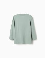 T-shirt à manches longues en coton vert clair avec imprimé de formes pour garçon – Image 2