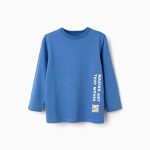 T-shirt à manches longues en coton bleu pour garçon, imprimé « Making Art ».