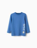 T-shirt à manches longues en coton bleu pour garçon, imprimé « Making Art ».