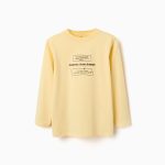 T-shirt à manches longues en coton jaune, imprimé « Making Art », pour garçons.