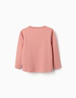 T-shirt à manches longues en coton rose, imprimé Art et Nature, pour filles – Image 2