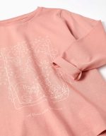 T-shirt à manches longues en coton rose, imprimé Art et Nature, pour filles – Image 3