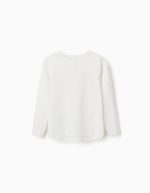T-shirt à manches longues en coton blanc pour filles, imprimé Art et Nature. – Image 2