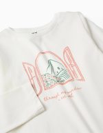 T-shirt à manches longues en coton blanc pour filles, imprimé Art et Nature. – Image 3