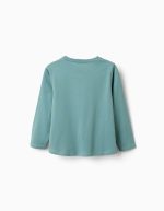 T-shirt à manches longues en coton avec imprimé Art et Nature pour filles, bleu-vert – Image 2