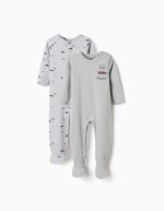 2 grenouillères en coton à motifs de voitures pour nouveau-nés et bébés garçons, vert/gris
