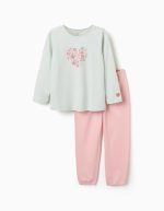 Pyjama à manches longues pour filles, imprimé floral, vert clair/rose
