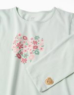 Pyjama à manches longues pour filles, imprimé floral, vert clair/rose – Image 3