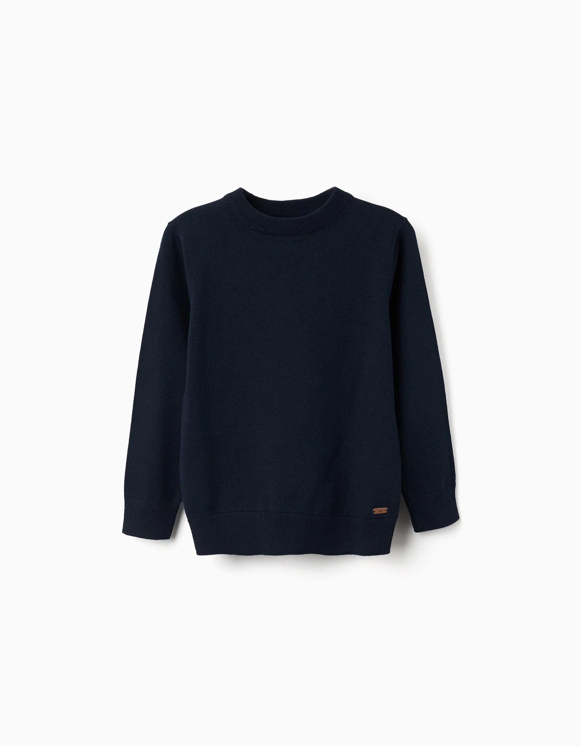 31081139006-0 Pull en maille côtelée pour garçon, bleu marine – Image 1