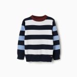 Pull rayé en maille pour garçon, blanc/marron/bleu