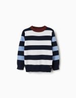 Pull rayé en maille pour garçon, blanc/marron/bleu