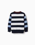 Pull rayé en maille pour garçon, blanc/marron/bleu – Image 2
