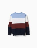 Pull en maille à blocs de couleur pour garçon, bleu/blanc/marron – Image 2