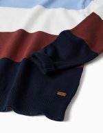 Pull en maille à blocs de couleur pour garçon, bleu/blanc/marron – Image 3