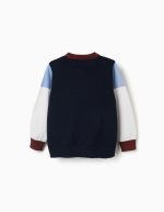 Pull en maille à blocs de couleur pour garçon, bleu marine/blanc/marron – Image 2