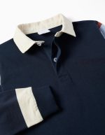 Polo en coton à manches longues rayé pour garçon, bleu/beige/marron – Image 3