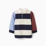 Maillot épais à manches longues bleu foncé pour bébé garçon
