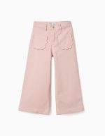 Pantalon en sergé à jambes larges avec poches avant pour filles, rose clair