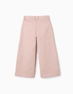 Pantalon en sergé à jambes larges avec poches avant pour filles, rose clair – Image 2