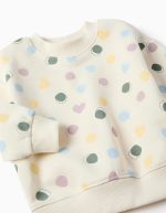 Sweat-shirt en maille brossée à motifs cœurs et pois pour bébé fille, blanc – Image 3
